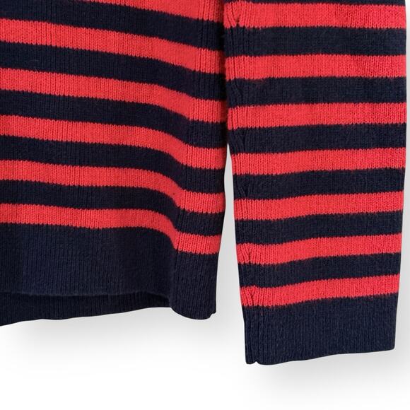 Talbots Sweater Womens S Red Blue Stripe Nautical Shoulder Buttons Cotton Blend - Picture 3 of 7